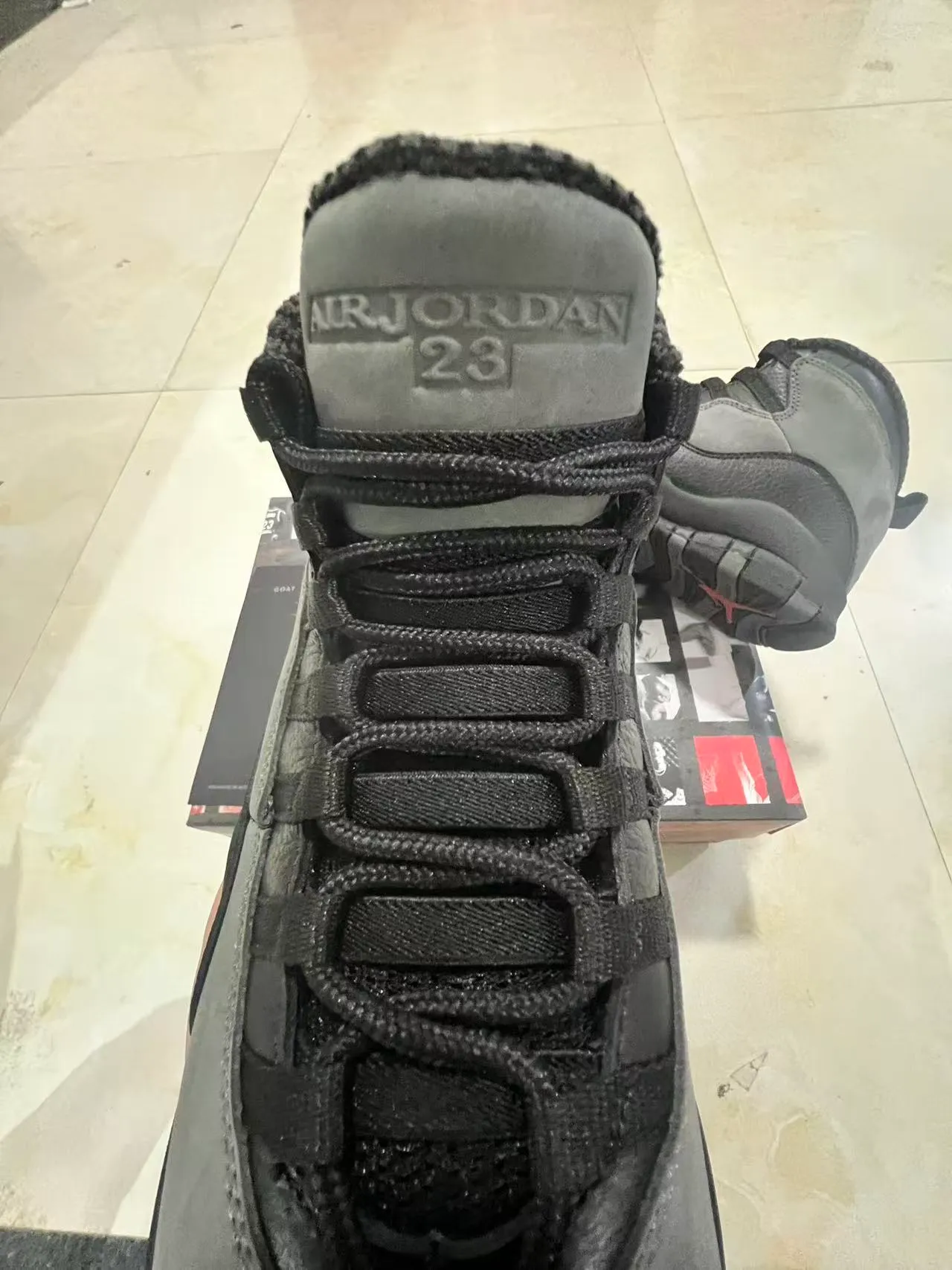 Air Jordan 10 Gray and Black Suede Leather Basketball Shoes 4