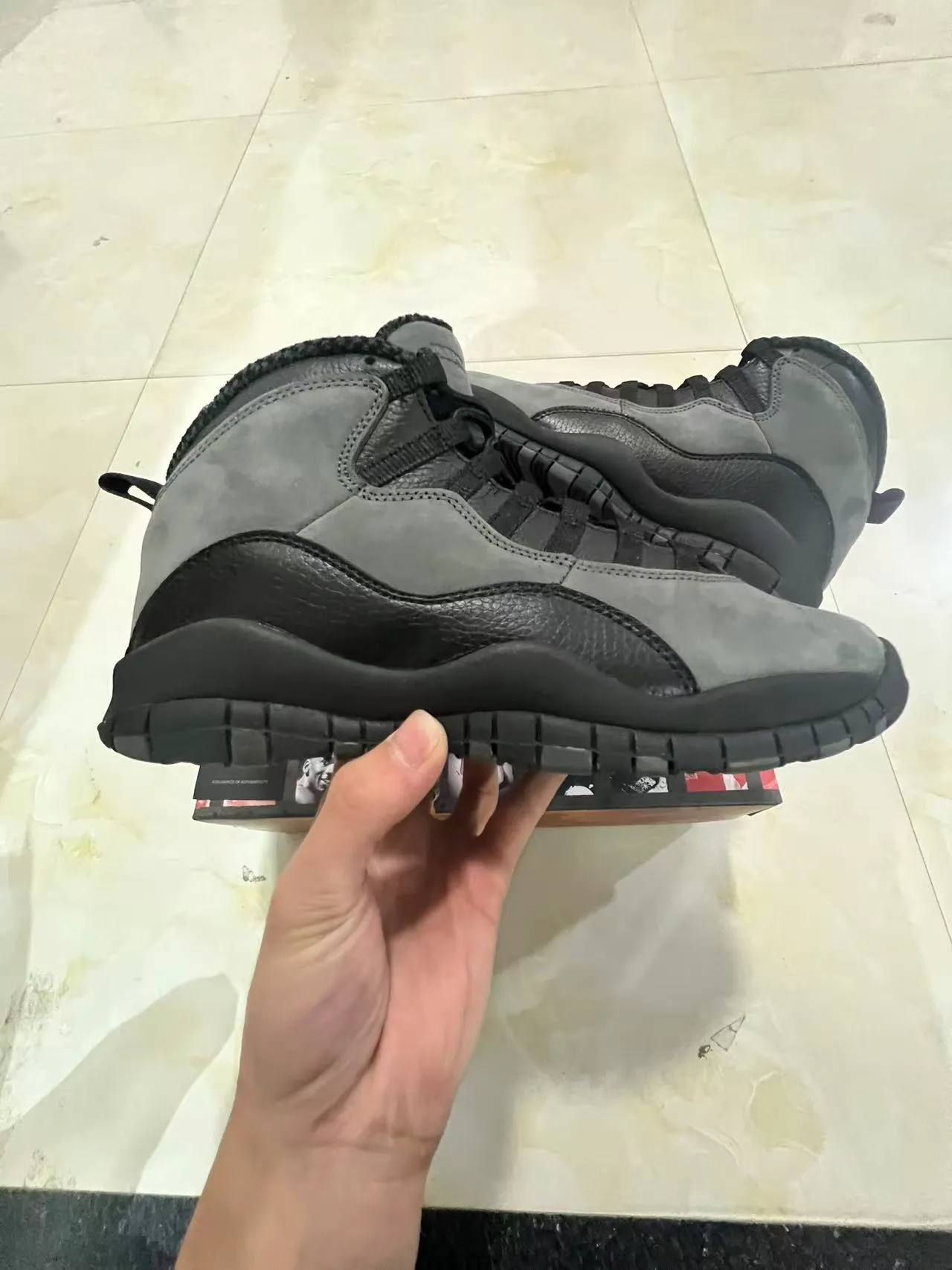 Air Jordan 10 Gray and Black Suede Leather Basketball Shoes 9