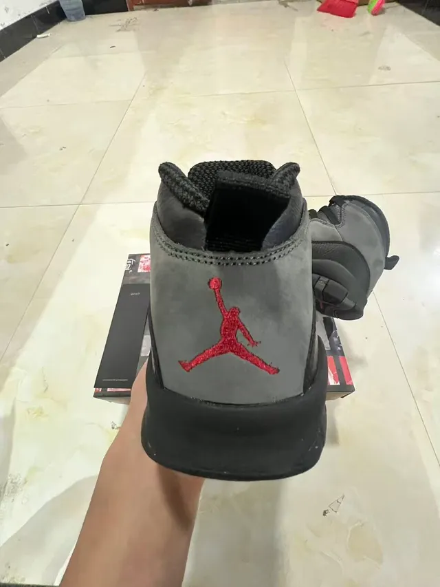 Air Jordan 10 Gray and Black Suede Leather Basketball Shoes 6