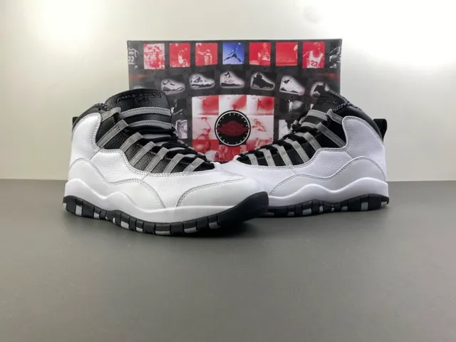 Air Jordan 10 White Black Gray Basketball Shoes 13
