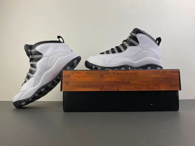 Air Jordan 10 White Black Gray Basketball Shoes 14