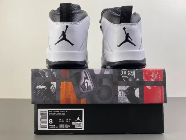 Air Jordan 10 White Black Gray Basketball Shoes 17