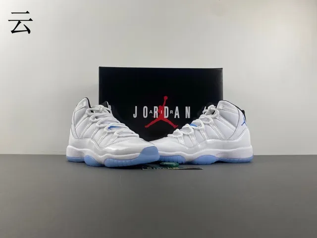 Air Jordan 11 White and Light Blue Basketball Shoes 14
