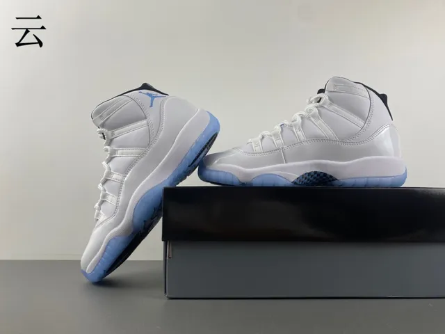 Air Jordan 11 White and Light Blue Basketball Shoes 17