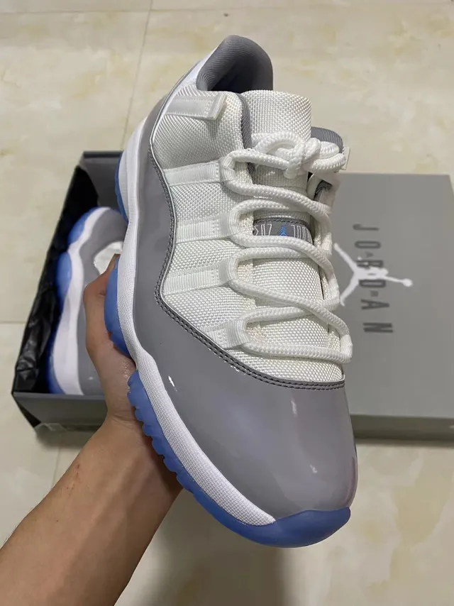 Air Jordan 11 White Cool Gray Blue Basketball Shoes 2