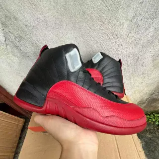 Air Jordan 12 Black Red Quilted Leather Basketball Shoes