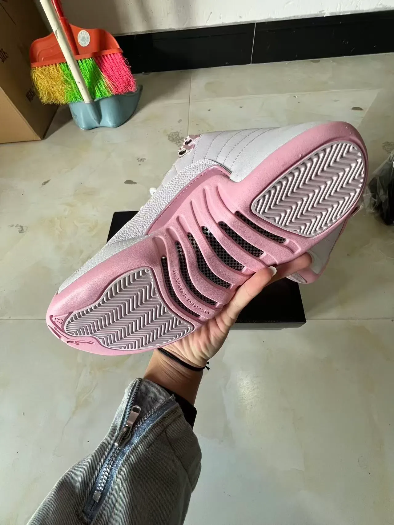 Air Jordan 12 Light Gray and Pink Basketball Shoes 6