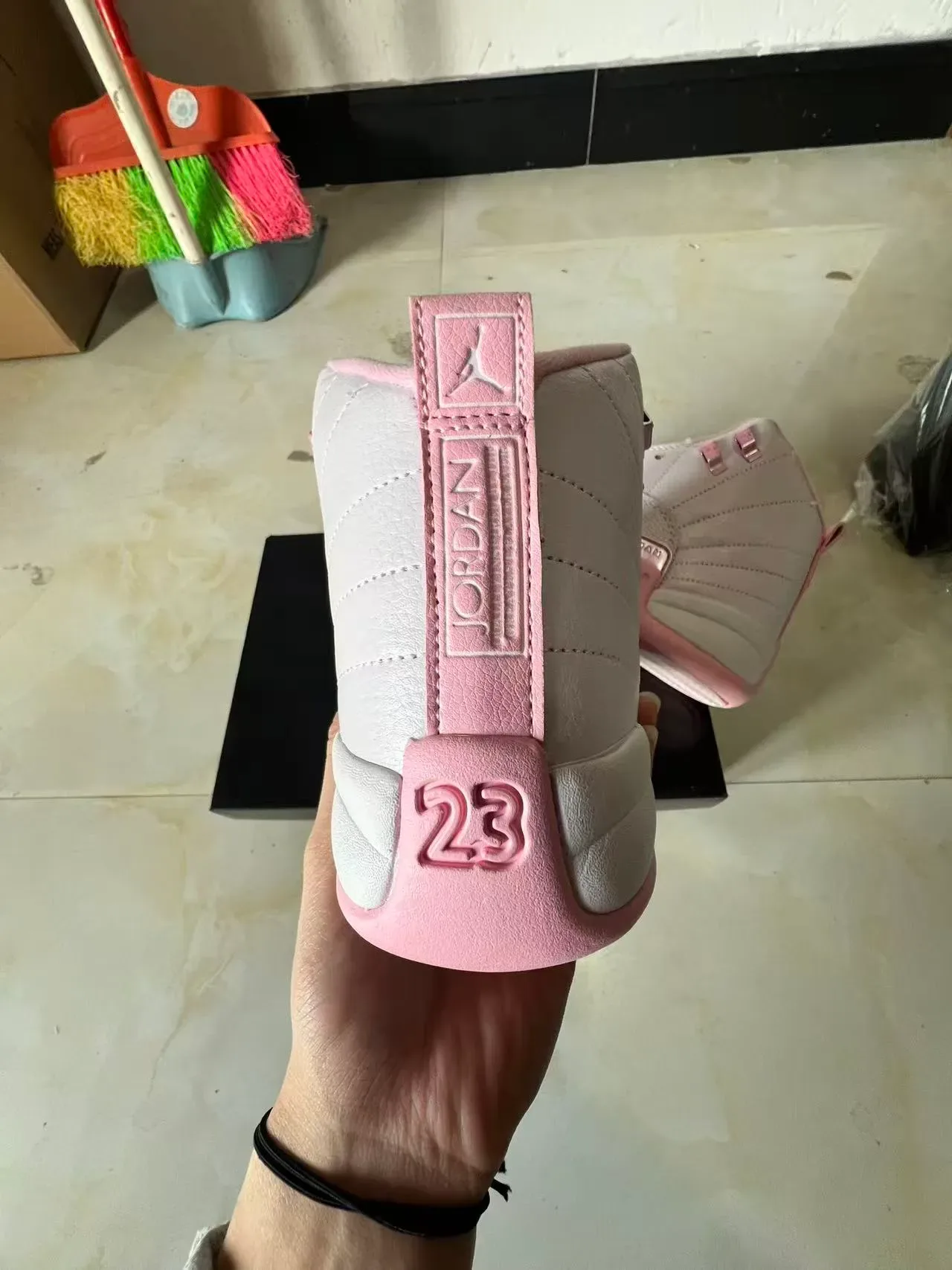 Air Jordan 12 Light Gray and Pink Basketball Shoes 8