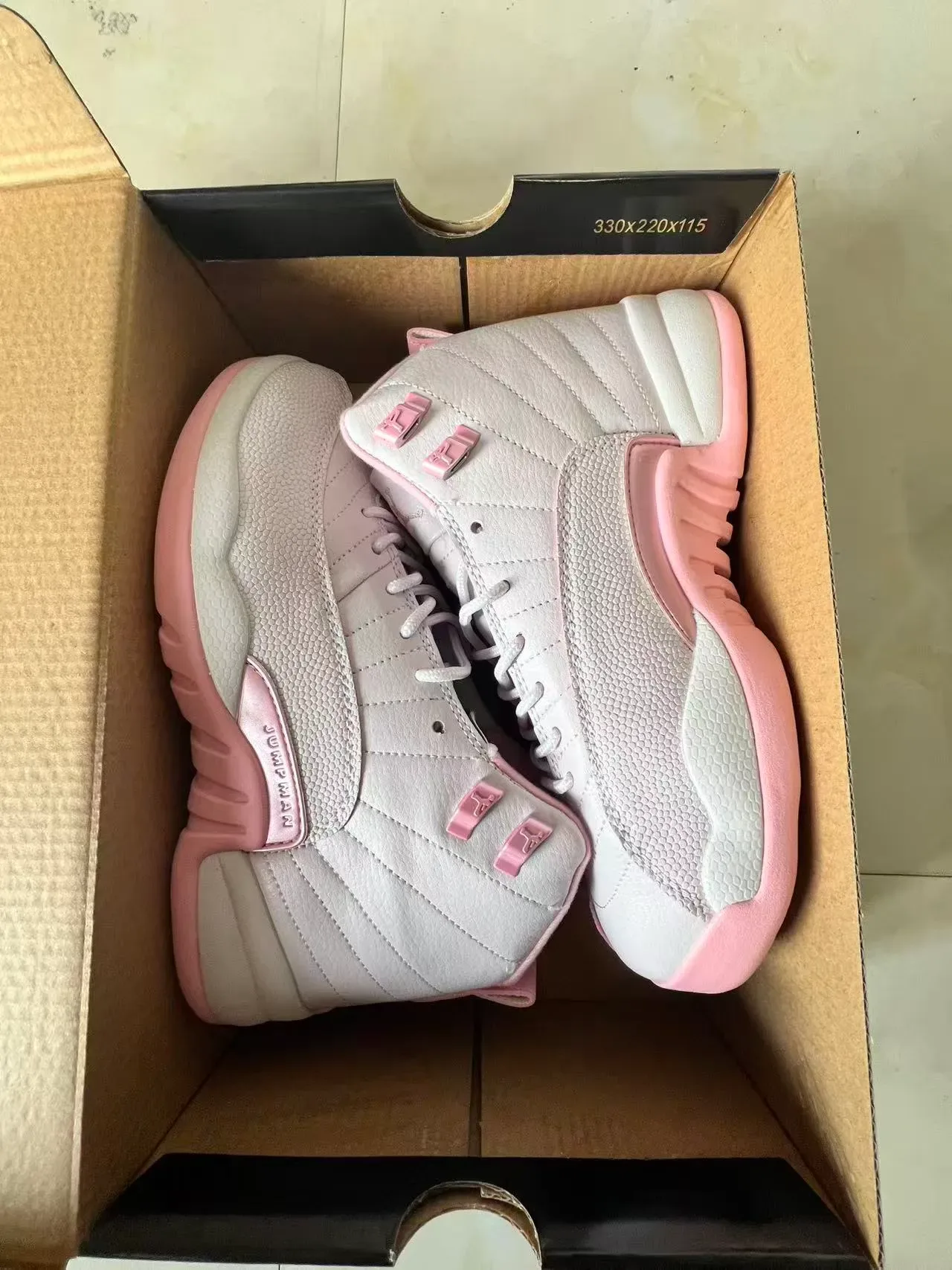 Air Jordan 12 Light Gray and Pink Basketball Shoes 9