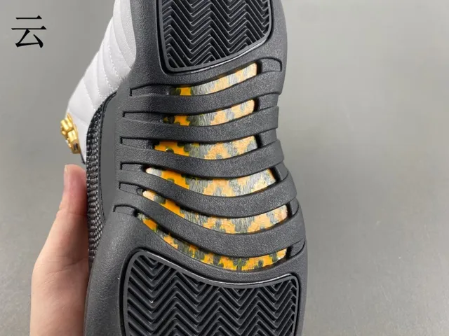 Air Jordan 12 White Black Gold Basketball Shoes 8