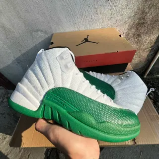 Air Jordan 12 White Green Basketball Shoes
