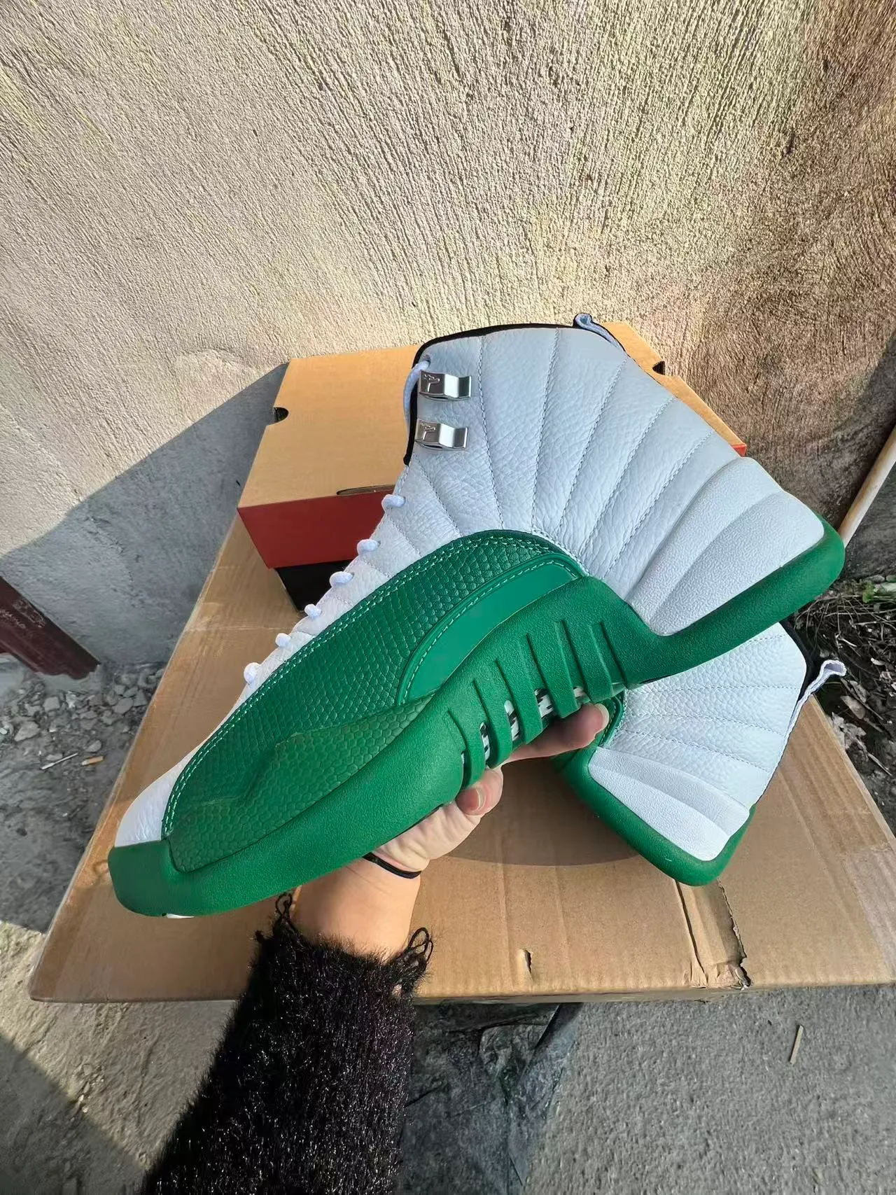 Air Jordan 12 White Green Basketball Shoes 5