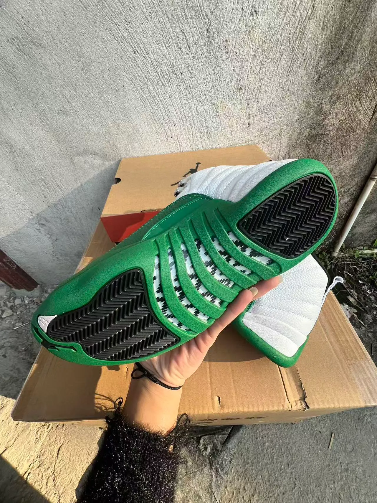 Air Jordan 12 White Green Basketball Shoes 6