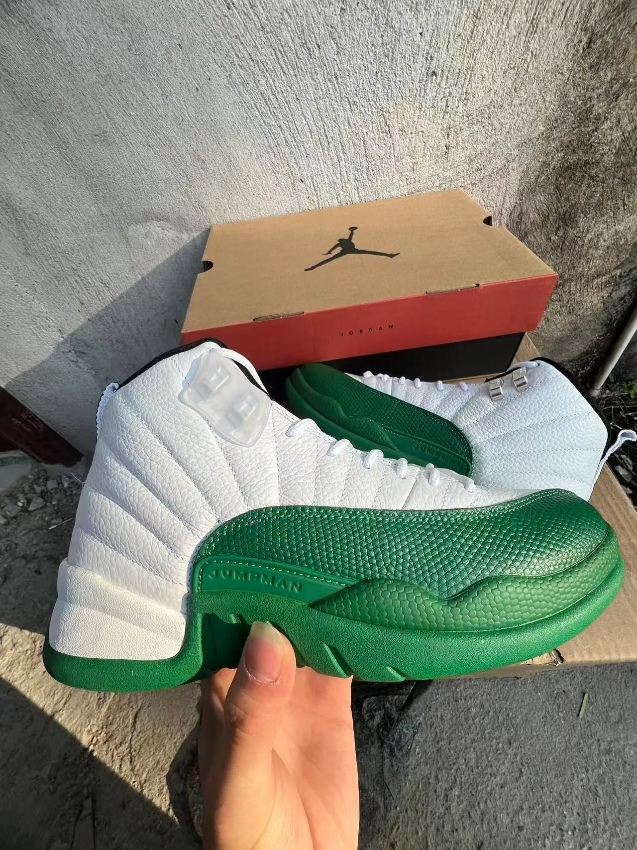 Air Jordan 12 White Green Basketball Shoes 7