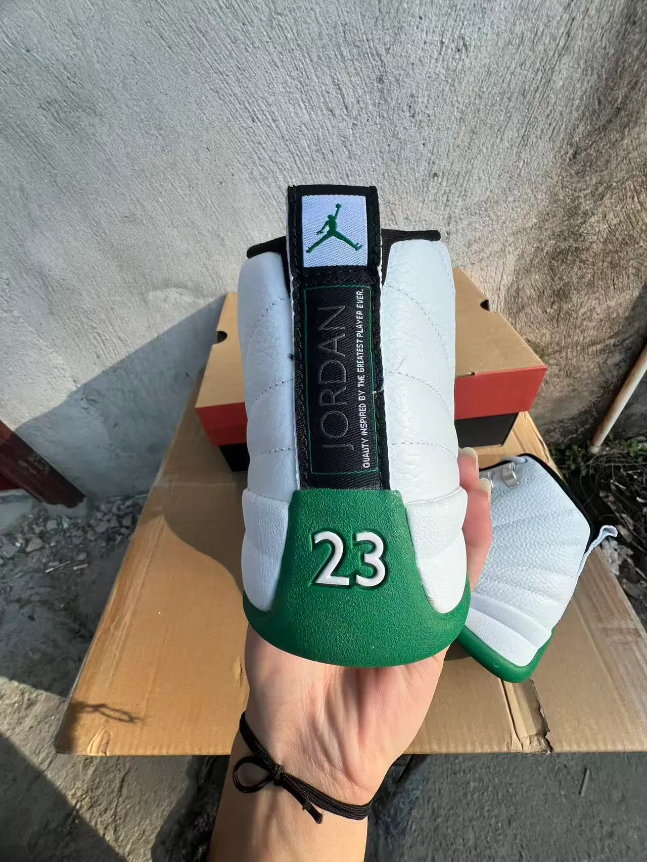 Air Jordan 12 White Green Basketball Shoes 8