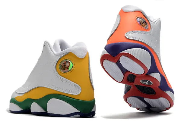 Air Jordan 13 White Orange Purple Basketball Shoes 2