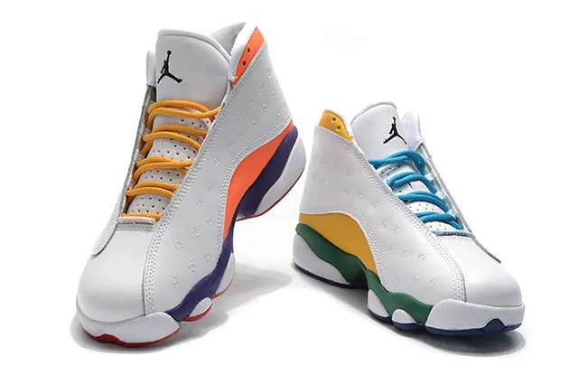 Air Jordan 13 White Orange Purple Basketball Shoes 3