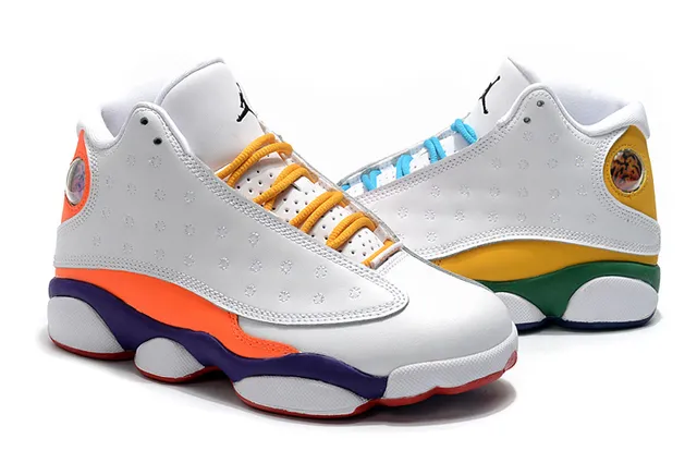Air Jordan 13 White Orange Purple Basketball Shoes 4