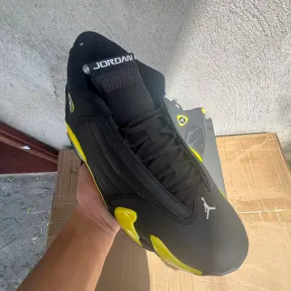 Air Jordan 14 Tênis de Basquete Preto Amarelo Prata