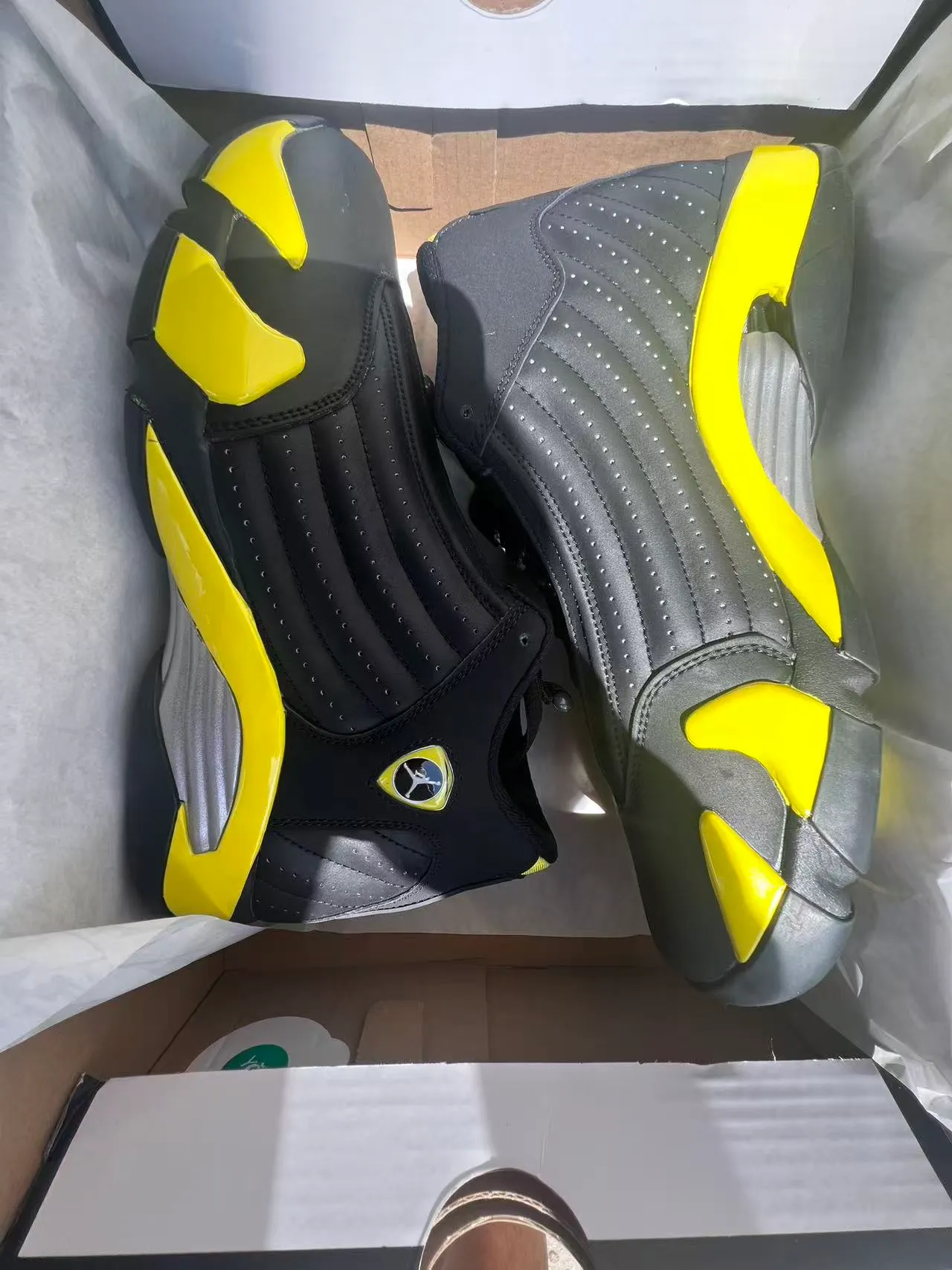 Air Jordan 14 Tênis de Basquete Preto Amarelo Prata 8