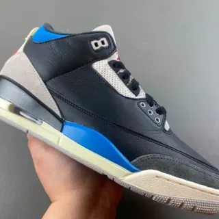 Air Jordan 3 Black Blue Beige Basketball Shoes