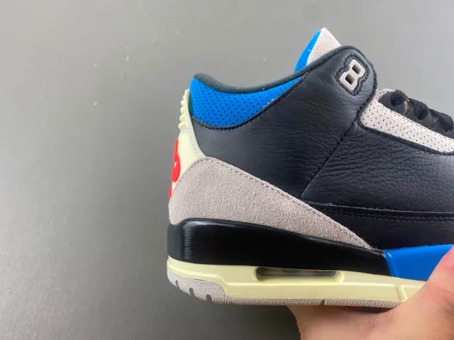 Air Jordan 3 Black Blue Beige Basketball Shoes 3