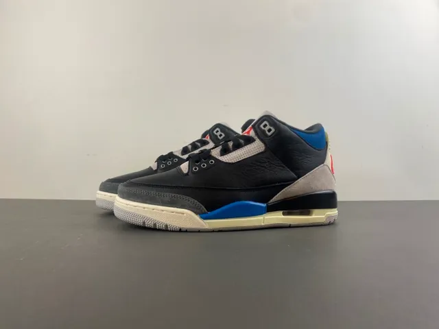 Air Jordan 3 Black Blue Beige Basketball Shoes 10