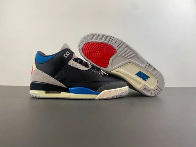 Air Jordan 3 Black Blue Beige Basketball Shoes 12