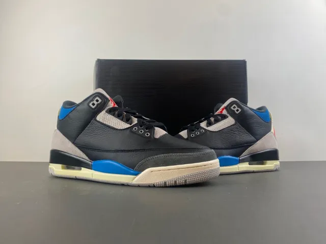 Air Jordan 3 Black Blue Beige Basketball Shoes 13