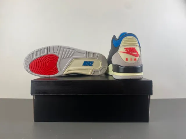 Air Jordan 3 Black Blue Beige Basketball Shoes 16