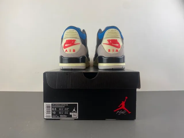 Air Jordan 3 Black Blue Beige Basketball Shoes 17