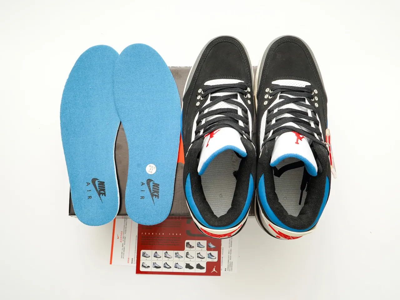 Air Jordan 3 Tênis de Basquete Preto Azul Vermelho Inspirado em Cimento 3