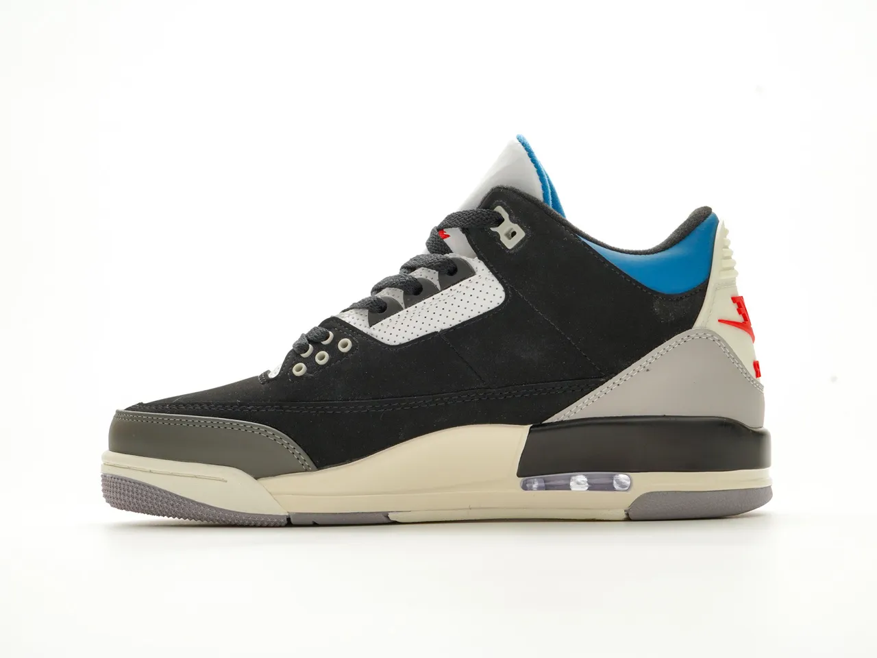 Air Jordan 3 Tênis de Basquete Preto Azul Vermelho Inspirado em Cimento 9