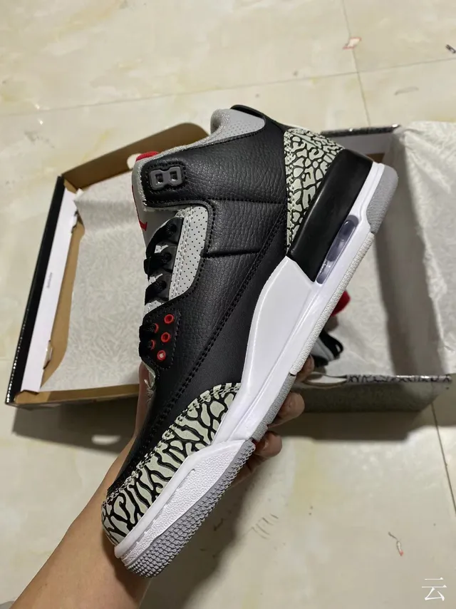Air Jordan 3 Black Elephant Basketball Shoes 4