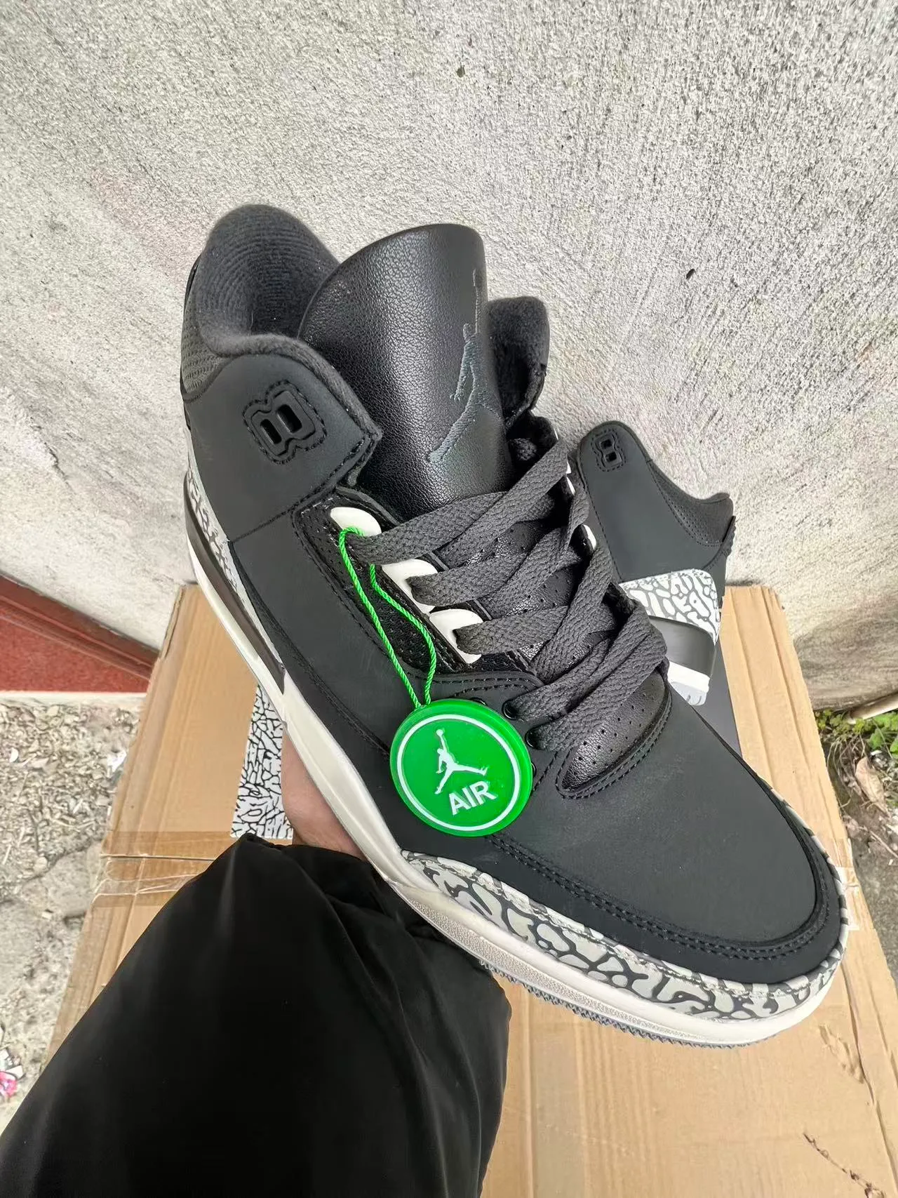 Air Jordan 3 Black Elephant Print Basketball Shoes 2