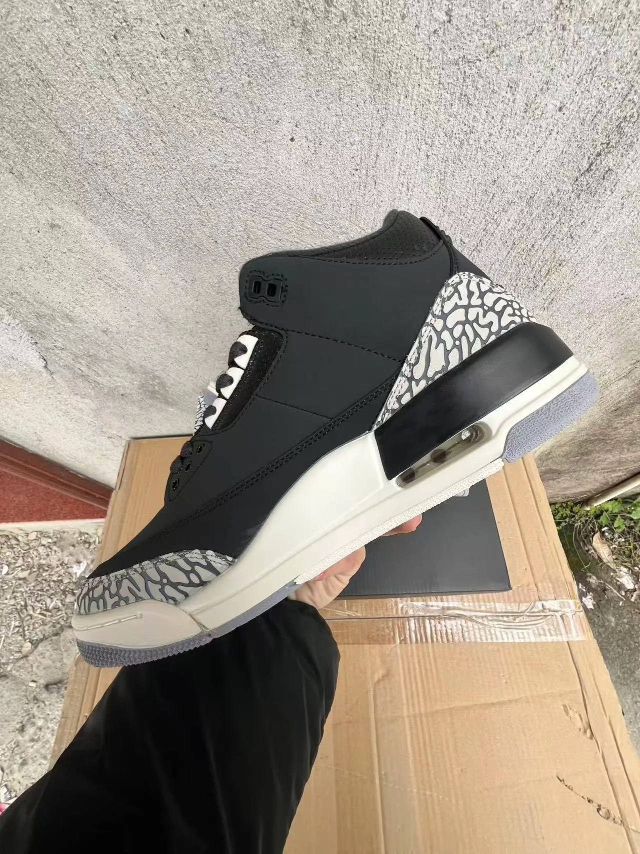 Air Jordan 3 Black Elephant Print Basketball Shoes 5