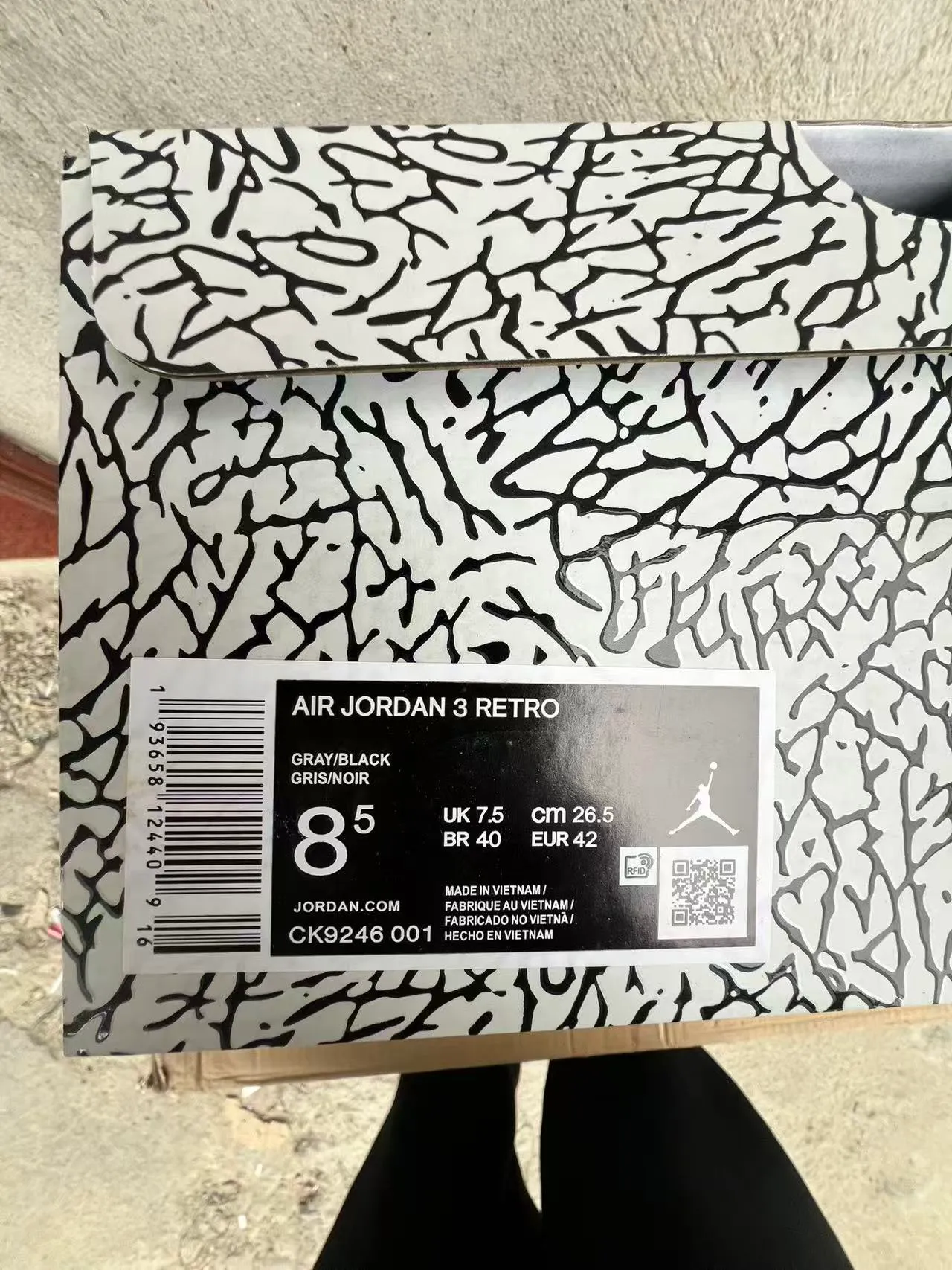 Air Jordan 3 Black Elephant Print Basketball Shoes 10