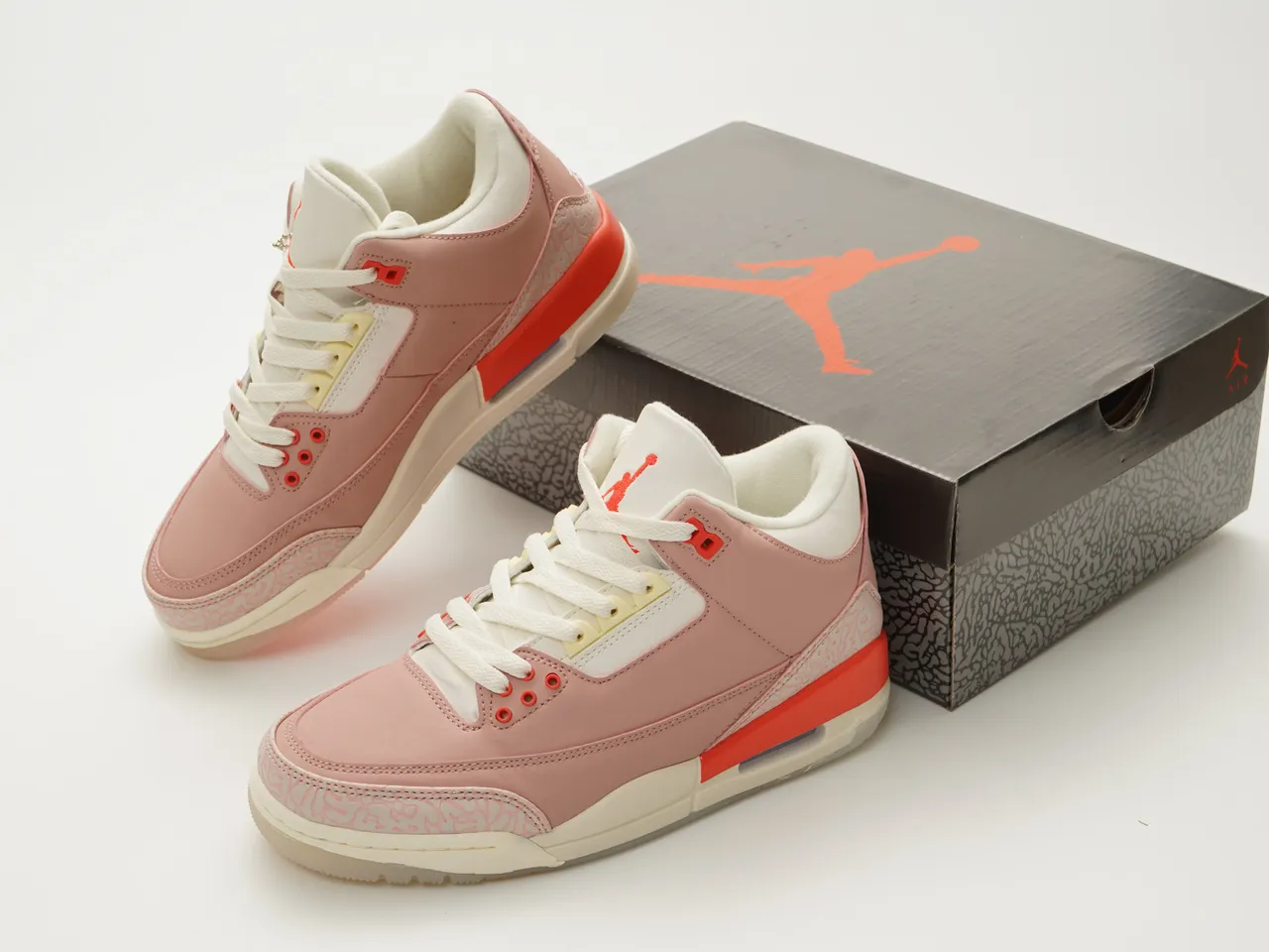 Air Jordan 3 Tênis de Basquete Rosa Poeira Laranja Creme 4