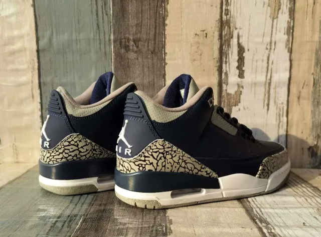 Air Jordan 3 Elephant Print Black Beige Basketball Shoes 2