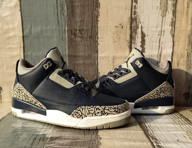 Air Jordan 3 Elephant Print Black Beige Basketball Shoes 5