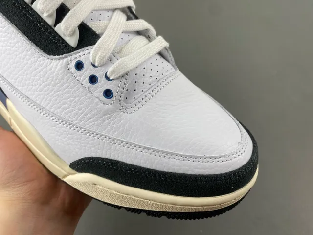 Air Jordan 3 White Black Blue Basketball Shoes 2