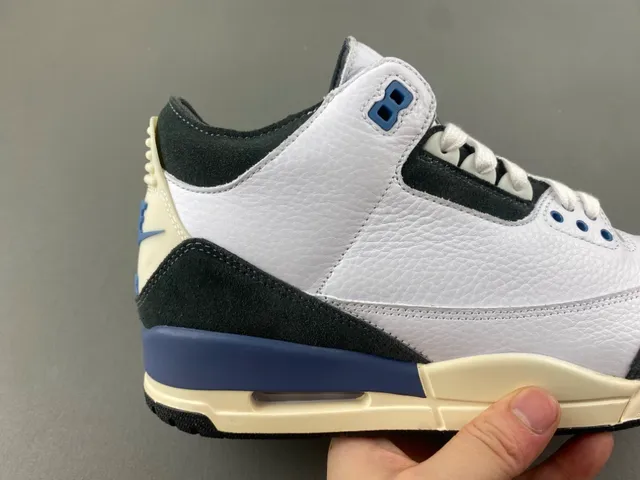 Air Jordan 3 White Black Blue Basketball Shoes 3