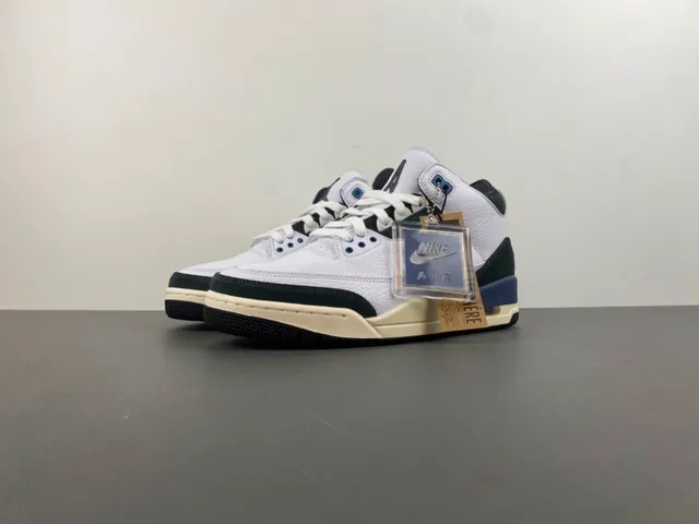 Air Jordan 3 White Black Blue Basketball Shoes 10
