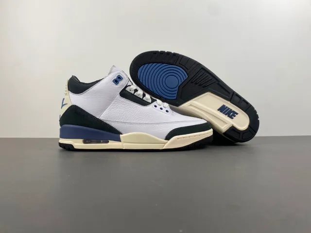 Air Jordan 3 White Black Blue Basketball Shoes 12