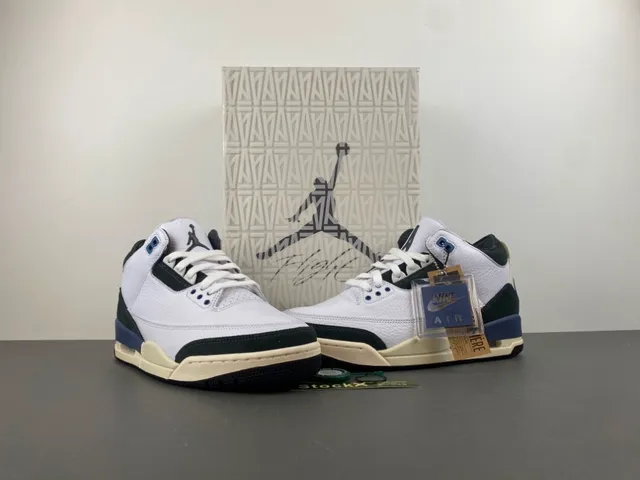 Air Jordan 3 White Black Blue Basketball Shoes 13