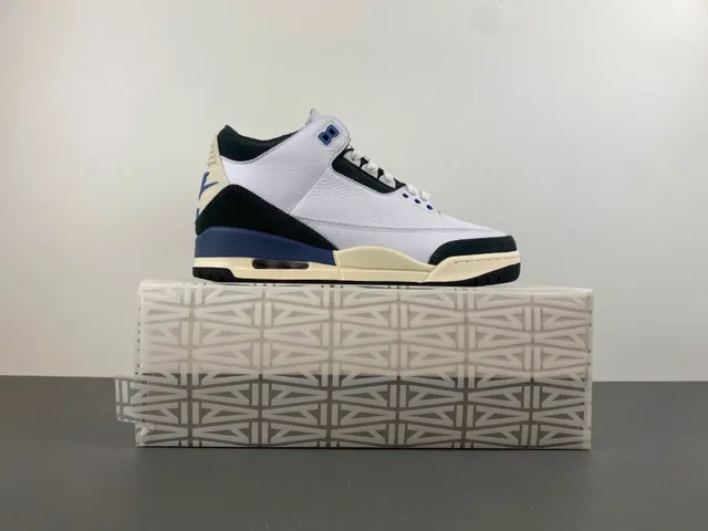 Air Jordan 3 White Black Blue Basketball Shoes 15