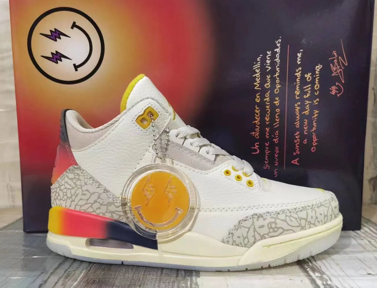Air Jordan 3 White Gray High-Top Elephant Print Basketball Shoes 3