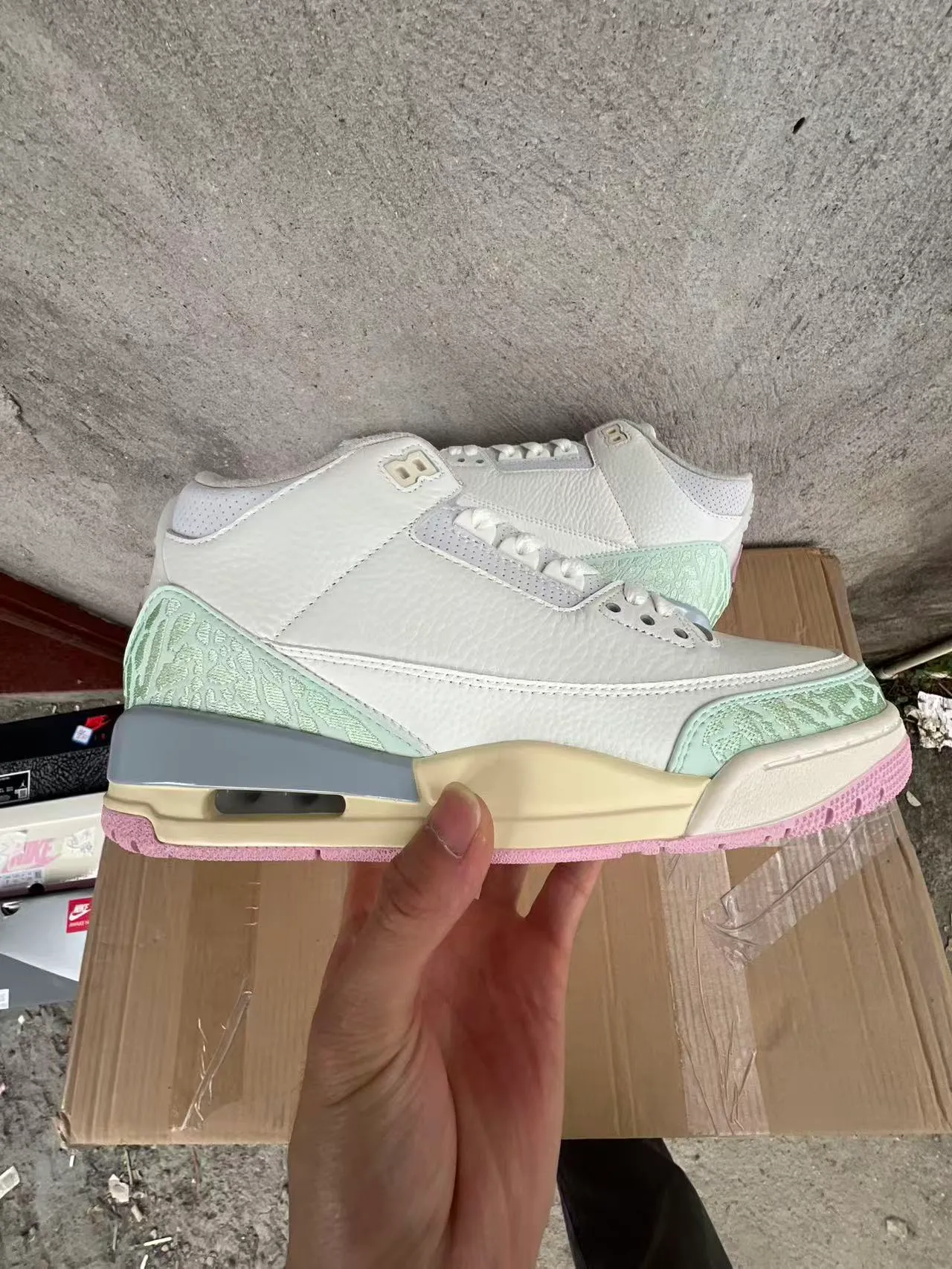 Air Jordan 3 White Mint Elephant Print Basketball Shoes 7