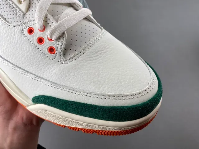 Air Jordan 3 White Orange Green Basketball Shoes 2