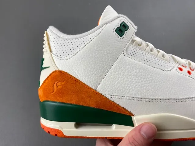 Air Jordan 3 White Orange Green Basketball Shoes 3